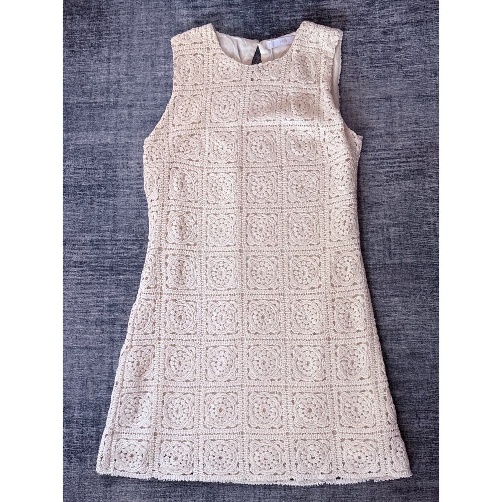 Mango MNG Cream Crochet Lace Shift Dress Sleeveless Cotton Sz S Boho NWT Vintage